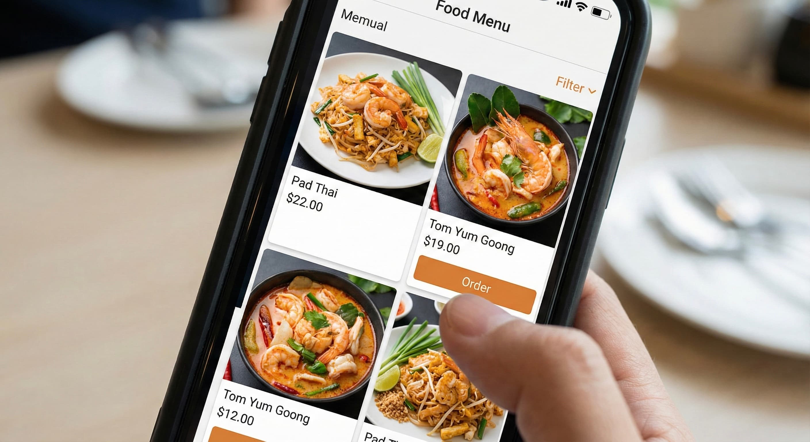 写真付きメニューで注文